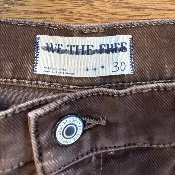 FREE PEOPLE Tinsley Baggy High Rise Flocked Jeans / Chocolate Brown SZ 30 - Picture 9 of 15